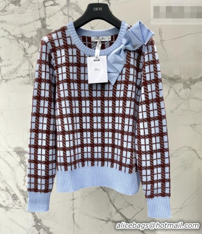 Modern Classic Dior Blue and Brown Check'n'Dior Wool Knit Sweater CD11431 2026
