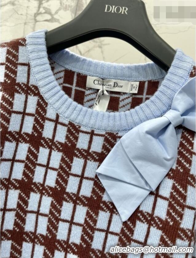 Modern Classic Dior Blue and Brown Check'n'Dior Wool Knit Sweater CD11431 2026