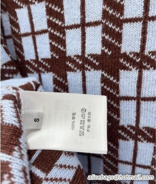 Modern Classic Dior Blue and Brown Check'n'Dior Wool Knit Sweater CD11431 2026