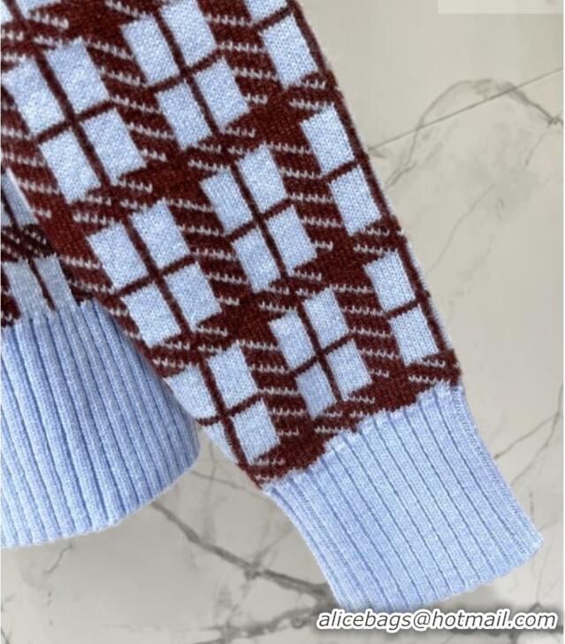 Modern Classic Dior Blue and Brown Check'n'Dior Wool Knit Sweater CD11431 2026