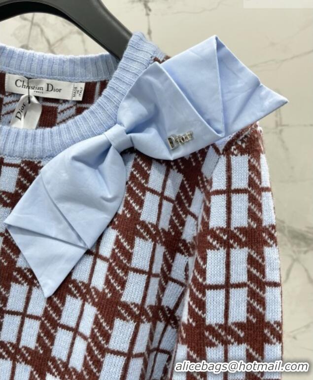 Modern Classic Dior Blue and Brown Check'n'Dior Wool Knit Sweater CD11431 2026