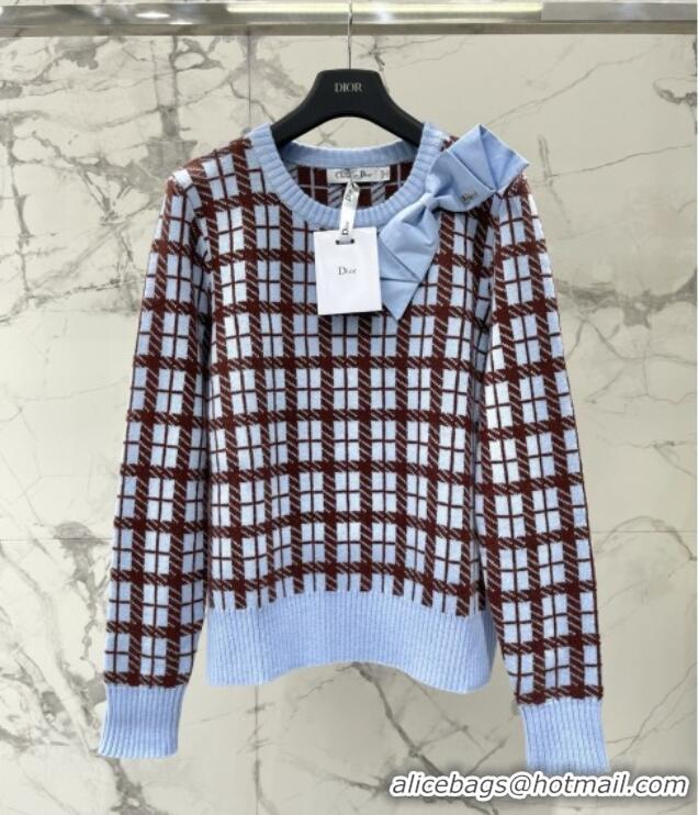 Modern Classic Dior Blue and Brown Check'n'Dior Wool Knit Sweater CD11431 2026