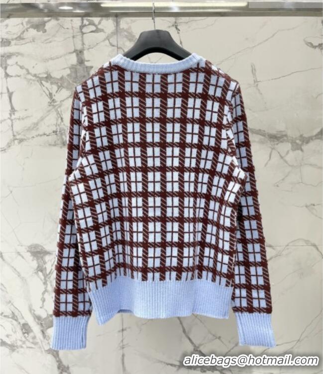Modern Classic Dior Blue and Brown Check'n'Dior Wool Knit Sweater CD11431 2026