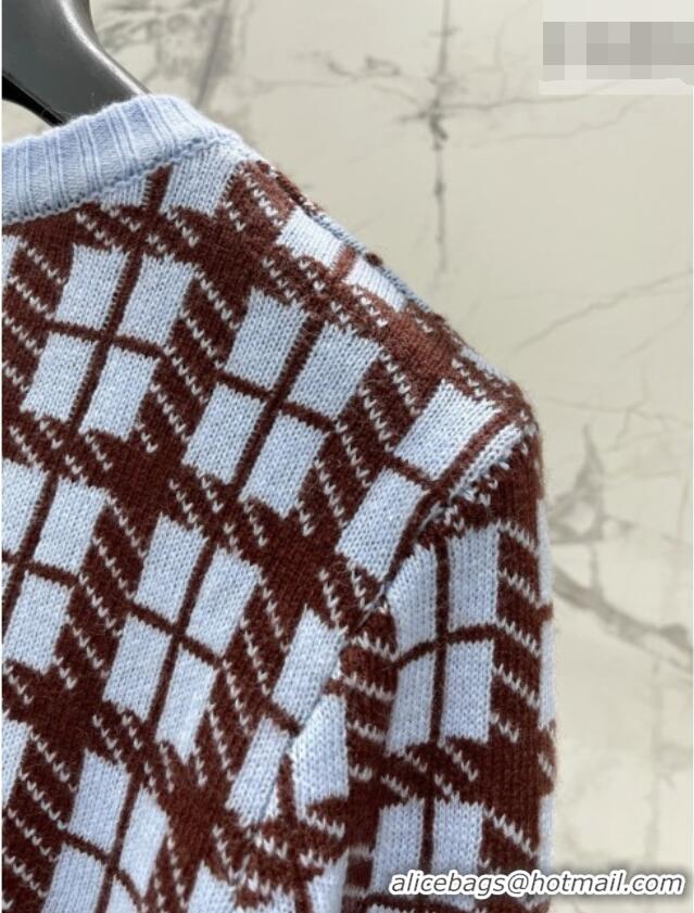 Modern Classic Dior Blue and Brown Check'n'Dior Wool Knit Sweater CD11431 2026