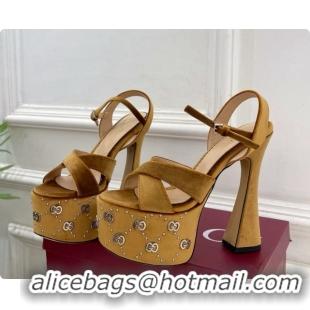 Grade Gucci Velvet Platform Sandals G080109 Brown 2026