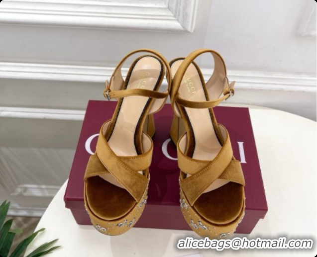 Grade Gucci Velvet Platform Sandals G080109 Brown 2026