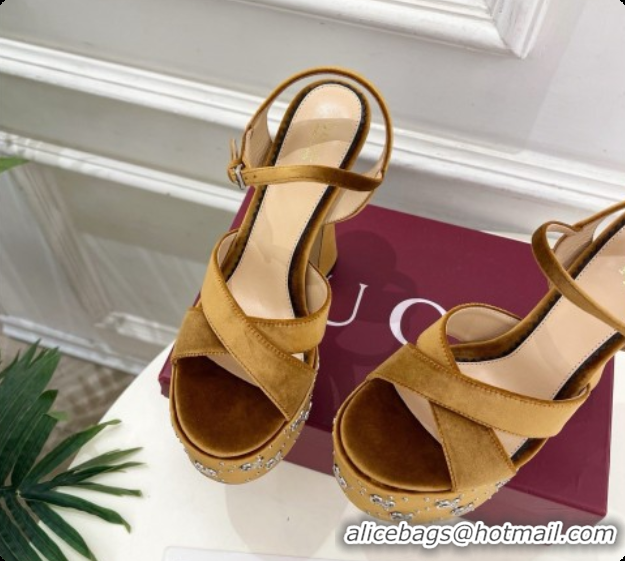 Grade Gucci Velvet Platform Sandals G080109 Brown 2026