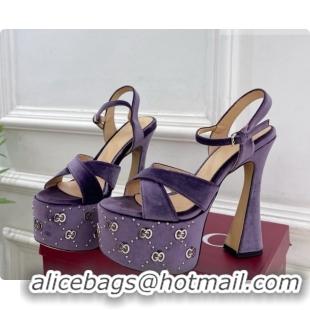 Durable Gucci Velvet Platform Sandals G080110 Purple 2026
