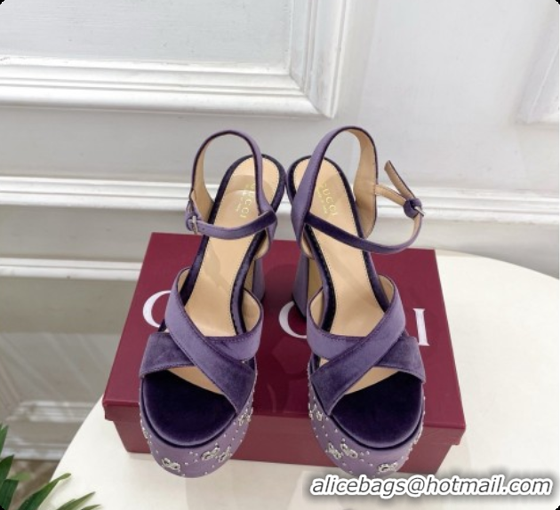 Durable Gucci Velvet Platform Sandals G080110 Purple 2026