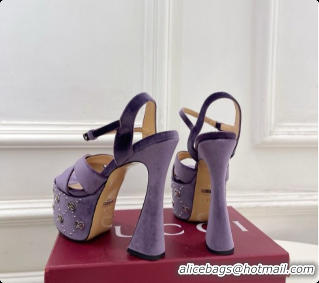 Durable Gucci Velvet Platform Sandals G080110 Purple 2026