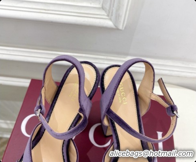 Durable Gucci Velvet Platform Sandals G080110 Purple 2026