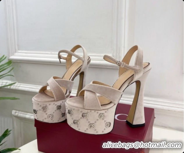 Low Price Gucci Velvet Platform Sandals G080111 Beige 2026