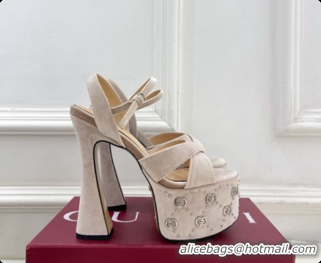 Low Price Gucci Velvet Platform Sandals G080111 Beige 2026
