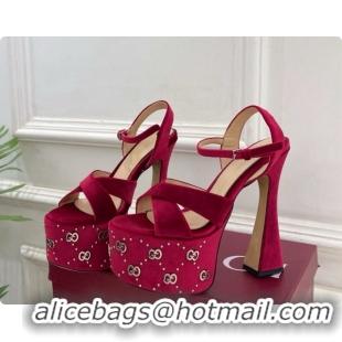 Hot Style Gucci Velvet Platform Sandals G080111 Burgundy 2026