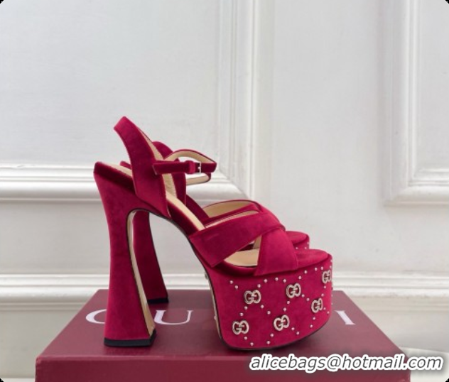 Hot Style Gucci Velvet Platform Sandals G080111 Burgundy 2026