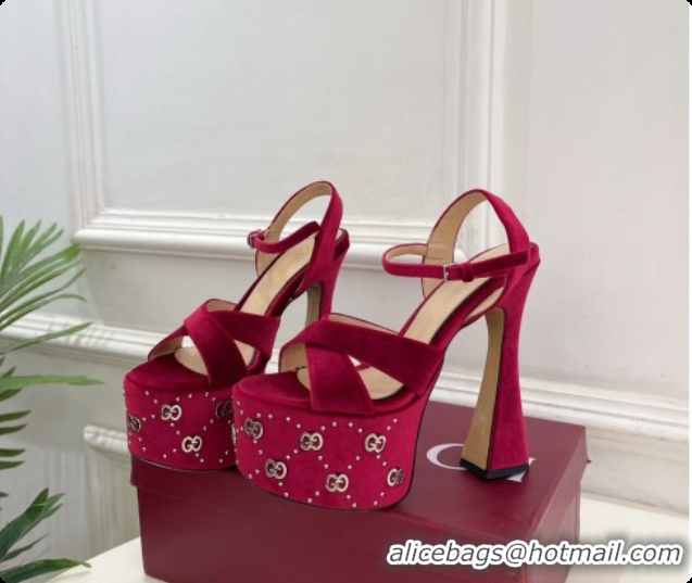 Hot Style Gucci Velvet Platform Sandals G080111 Burgundy 2026