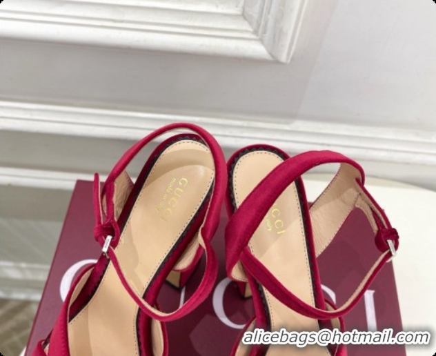 Hot Style Gucci Velvet Platform Sandals G080111 Burgundy 2026