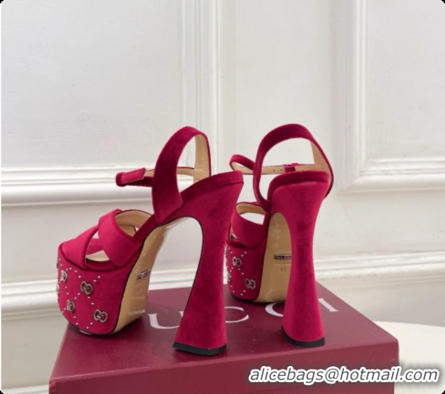 Hot Style Gucci Velvet Platform Sandals G080111 Burgundy 2026