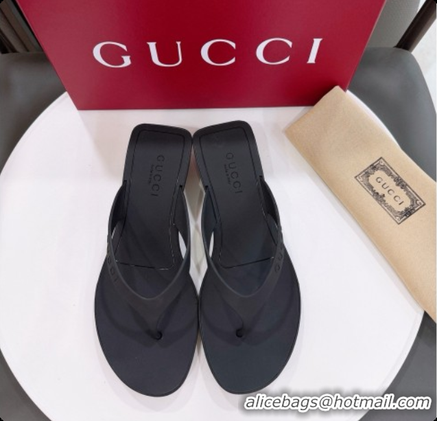 Duplicate Gucci Rubber Vittoria Thong Sandals 6080761 Black 2026