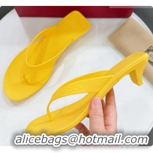 Luxury Gucci Rubber Vittoria Thong Sandals 6080761 Yellow 2026