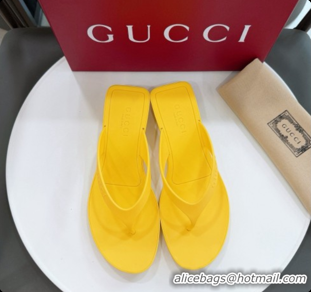 Luxury Gucci Rubber Vittoria Thong Sandals 6080761 Yellow 2026