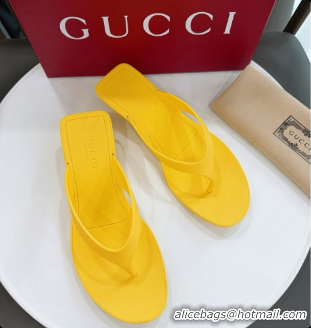 Luxury Gucci Rubber Vittoria Thong Sandals 6080761 Yellow 2026