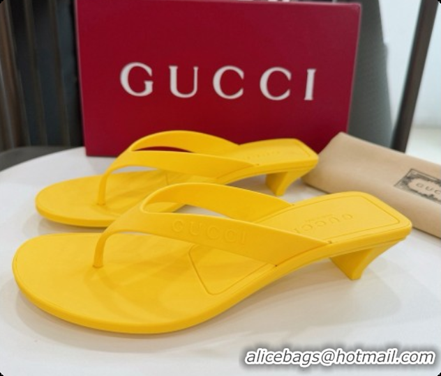 Luxury Gucci Rubber Vittoria Thong Sandals 6080761 Yellow 2026