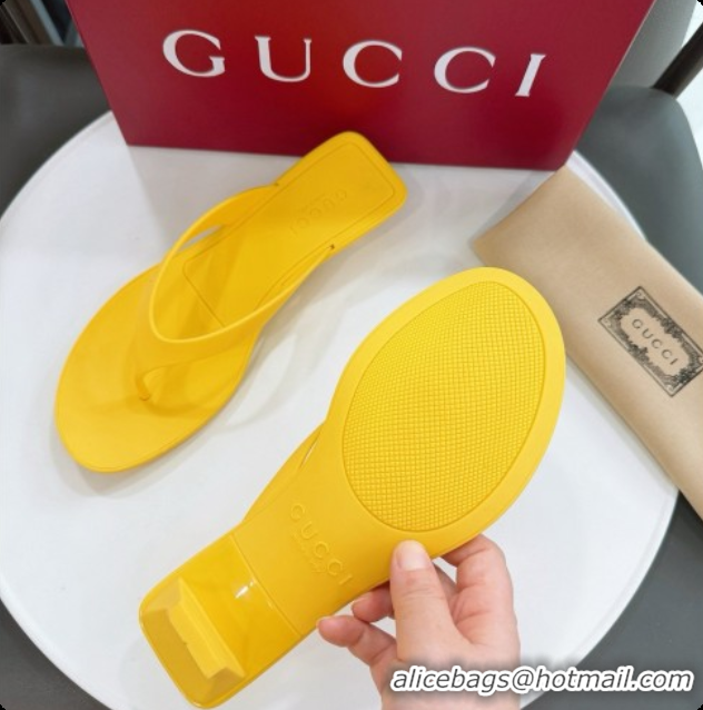 Luxury Gucci Rubber Vittoria Thong Sandals 6080761 Yellow 2026