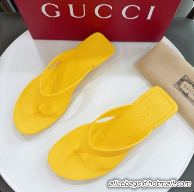 Luxury Gucci Rubber Vittoria Thong Sandals 6080761 Yellow 2026