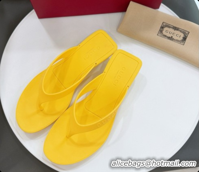 Luxury Gucci Rubber Vittoria Thong Sandals 6080761 Yellow 2026