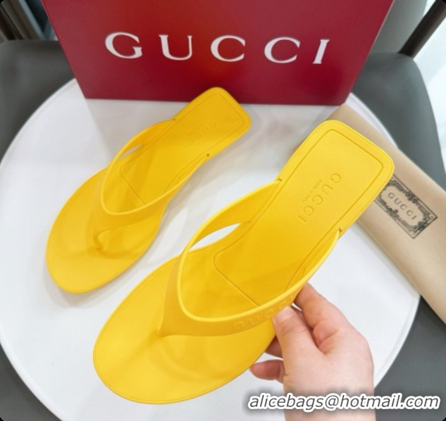 Luxury Gucci Rubber Vittoria Thong Sandals 6080761 Yellow 2026