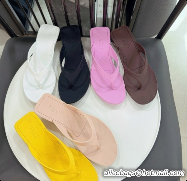 Luxury Gucci Rubber Vittoria Thong Sandals 6080761 Yellow 2026