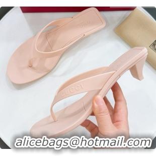 Luxury Gucci Rubber Vittoria Thong Sandals 6080761 Beige 2026