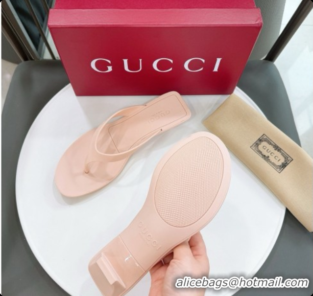 Luxury Gucci Rubber Vittoria Thong Sandals 6080761 Beige 2026