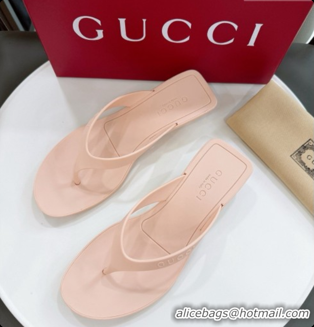 Luxury Gucci Rubber Vittoria Thong Sandals 6080761 Beige 2026