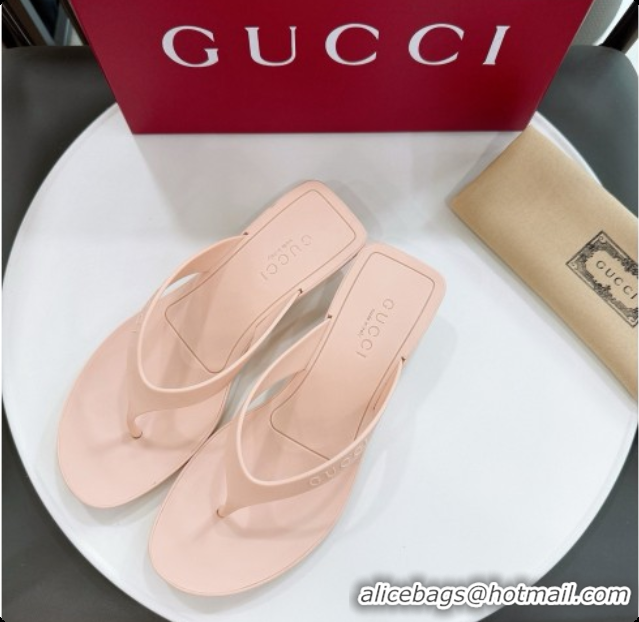Luxury Gucci Rubber Vittoria Thong Sandals 6080761 Beige 2026