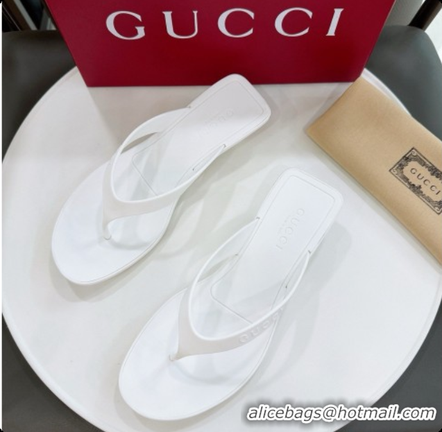 Low Cost Gucci Rubber Vittoria Thong Sandals 6080761 White 2026