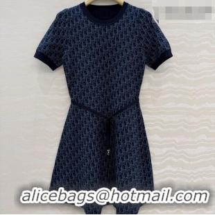Grade Design Dior Short Flared Dress with Belt 42103 Navy Blue 2026