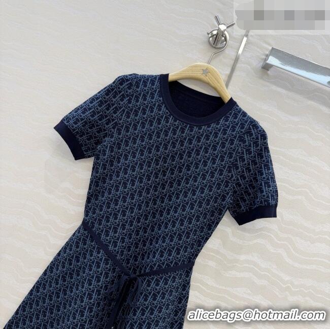 Grade Design Dior Short Flared Dress with Belt 42103 Navy Blue 2026
