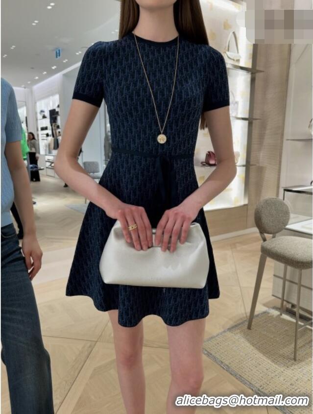 Grade Design Dior Short Flared Dress with Belt 42103 Navy Blue 2026