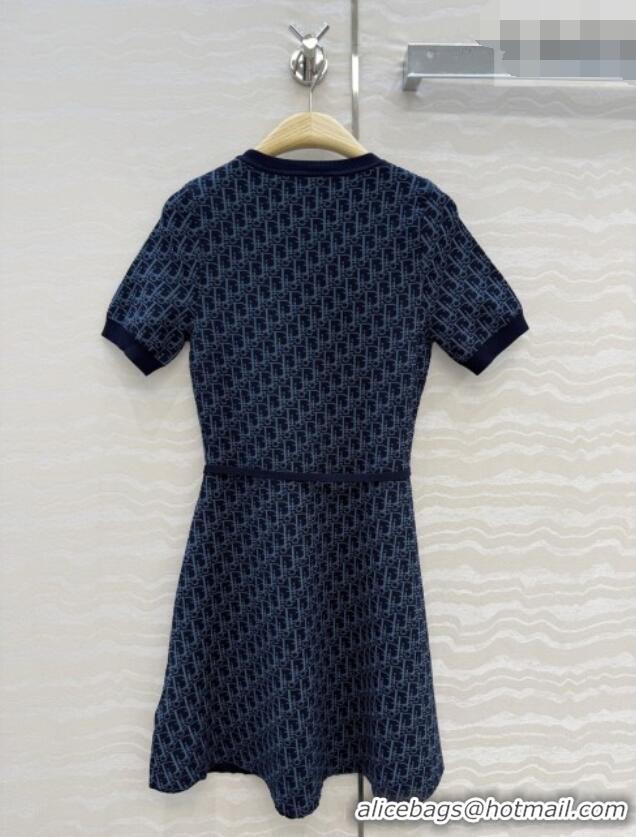 Grade Design Dior Short Flared Dress with Belt 42103 Navy Blue 2026