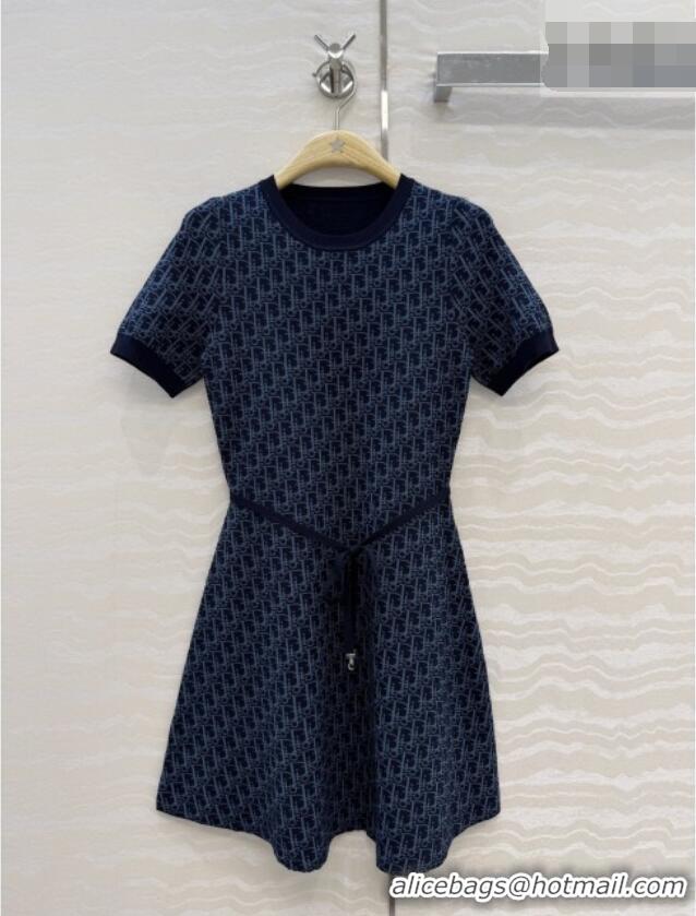 Grade Design Dior Short Flared Dress with Belt 42103 Navy Blue 2026