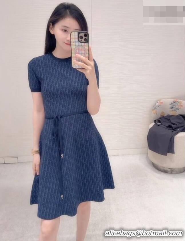Grade Design Dior Short Flared Dress with Belt 42103 Navy Blue 2026
