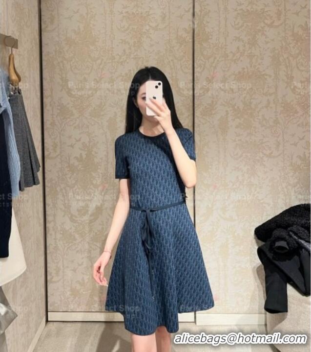 Grade Design Dior Short Flared Dress with Belt 42103 Navy Blue 2026