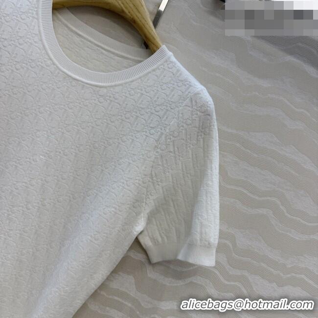 Best Quality Dior Short Flared Dress with Belt 42103 White 2026