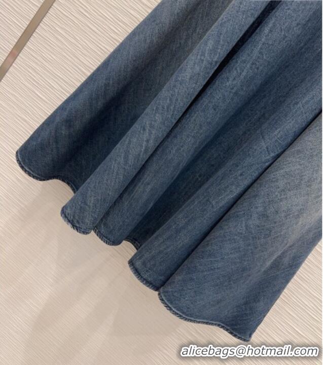 Best Quality Dior Mid-Length Belted Skirt D42113 Denim Blue 2026