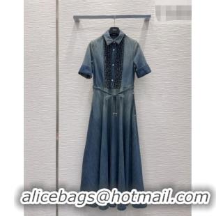 Top Grade Dior Belted Dress D42114 Denim Blue 2026