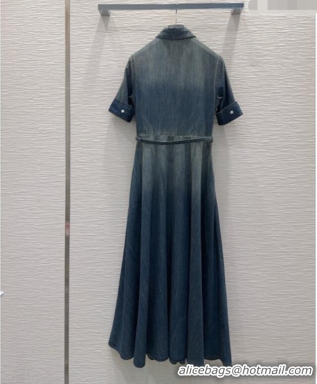 Top Grade Dior Belted Dress D42114 Denim Blue 2026