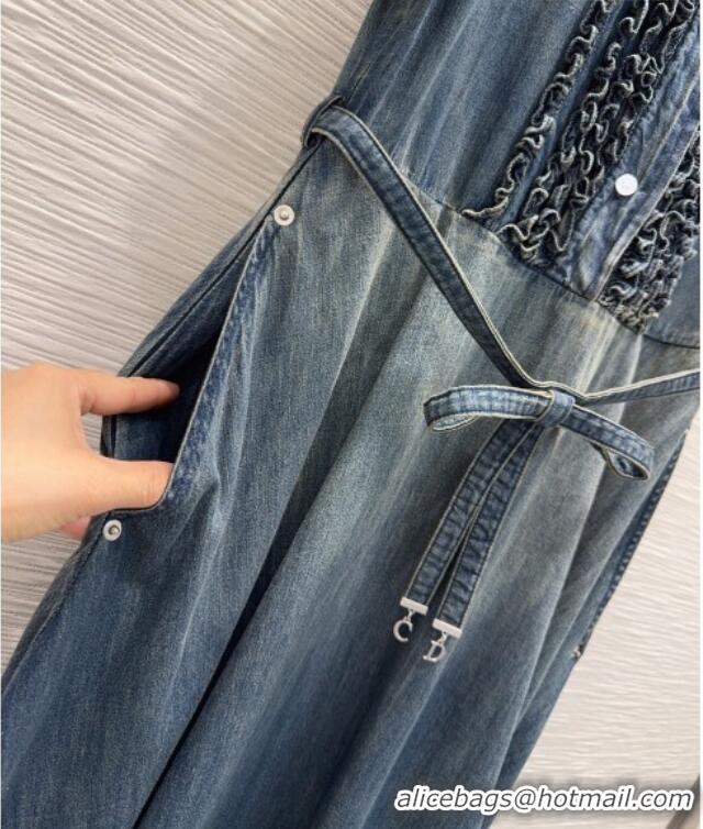 Top Grade Dior Belted Dress D42114 Denim Blue 2026