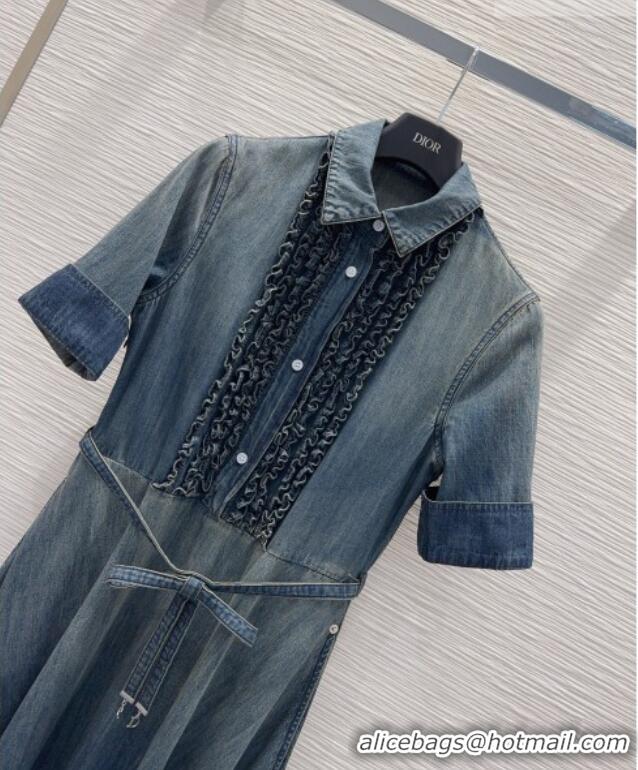 Top Grade Dior Belted Dress D42114 Denim Blue 2026